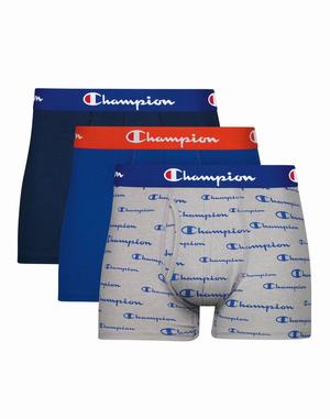 Men's Champion COTTON STRETCH 3-PAIRS Underwear Grey / Royal / Royal / Royal / Orange / Black / Red | JNWTD5874