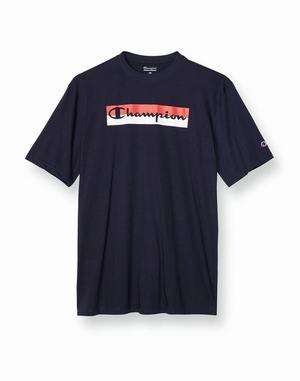 Men's Champion Classic Bar Logo Tops Navy | UVBOT9581