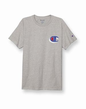 Men's Champion Classic C Logo T Shirts Grey | UCDLV5794