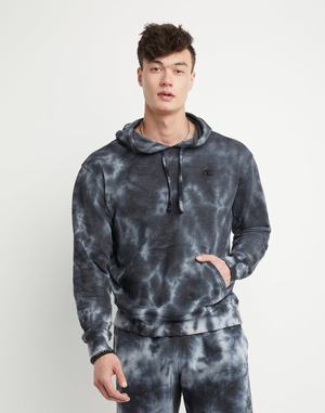 Men's Champion Crush-Dye Fleece Hoodie Black | CWESI1027