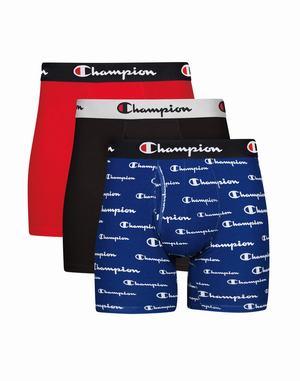 Men's Champion EVERY DAY COTTON STRETCH 3-PAIRS Underwear Royal White / Black / Black / Grey / Red / Black | TWGIP1298