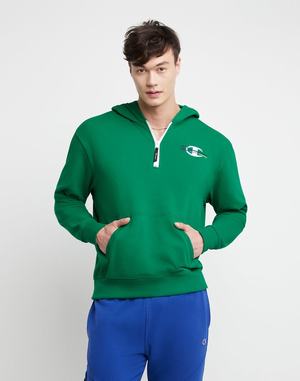 Men's Champion Global Explorer French Terry Hoodie Green | OCQFT0327