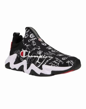 Men's Champion Hyper Apex Doodle Sneakers Black / White | ZJTUA3769