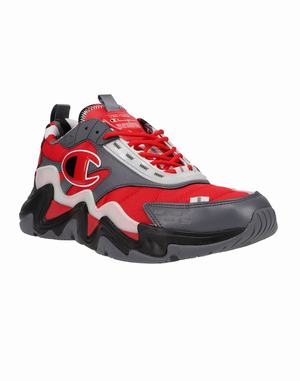 Men's Champion Hyper C. Flood Heather Sneakers Deep Red / Grey / Black | SFJIQ8540