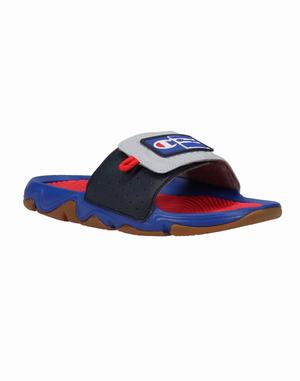 Men's Champion Hyper C Wave Surf the Web Slides Grey / Deep Red | URLJI2690