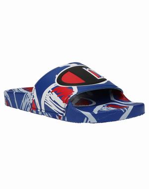 Men's Champion IPO COMIC SURF THE WEB Slides White / Deep Red | JAQBO5431