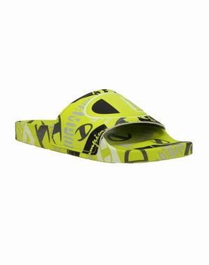 Men's Champion IPO C Logo Slides Light Green / Black / Grey | WQSIT0639