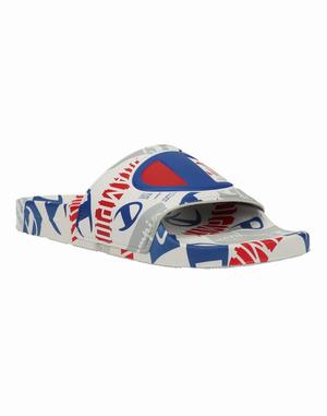 Men's Champion IPO C Logo Slides White / Deep Red | REDOX5830