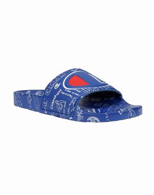 Men's Champion IPO Doodle Surf the Web Slides White | EDOWP4306