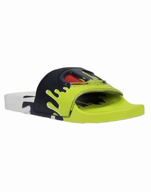 Men's Champion IPO DripNavy Green Slides White / Navy / Green | NHVIR1753