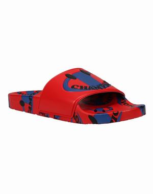 Men's Champion IPO Smile Surf the Web Slides Deep Red | JFRLW6317