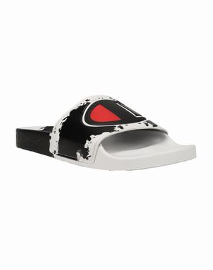 Men's Champion IPO Surf and Turf Slides Black / White | AYTQJ5184