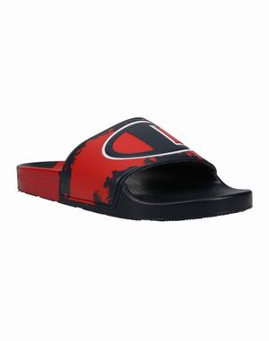 Men's Champion IPO Surf and Turf Slides Deep Red / Navy | OYDXU2618