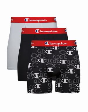 Men's Champion LIGHTWEIGHT STRETCH 3-PAIRS Underwear Grey / Red / Black / White / Red / Black / Red | WTJLX1853