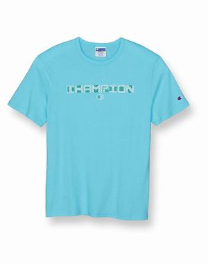 Men's Champion Lightweight Geometric Logo T Shirts Blue | EWBTU6319