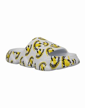 Men's Champion Meloso Squish Slides White / Yellow | SLONP2945