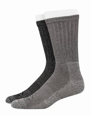 Men's Champion Outdoor Midweight Wool 2-Pairs Socks Brown / Olive | RKHWI1583