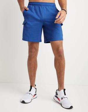 Men's Champion POWERBLEND FLEECE CARGO 8" Shorts Light Royal | BYGAM3084