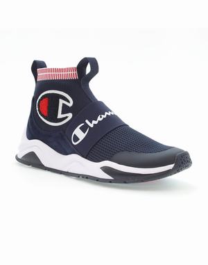 Men's Champion Rally Pro Mesh Suede Sneakers Navy | HLFOV6340