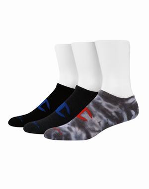 Men's Champion Super No-Show Tie-Dye Asst. 3-Pairs Socks Dark Grey | UAMKC8691