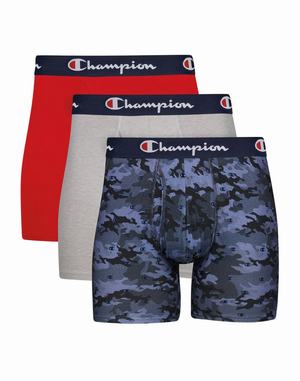 Men's Champion TOTAL SUPPORT COTTON STRETCH 3-PAIRS Underwear Blue Camo / Navy / Red / Navy / Grey / Navy | FIRKA8712