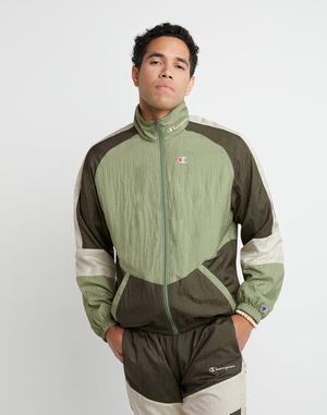 Men's Champion Track Jackets White / Green / Green | UMIRF6051