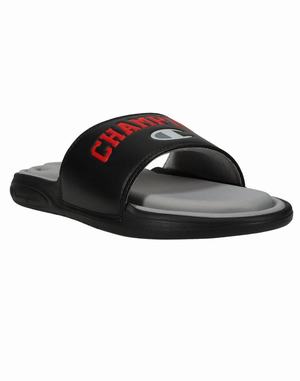 Men's Champion VITAL ARCH Slides Black / Deep Red | SEVKH7951