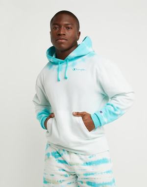 Men's Champion Wave-Dye Lightweight Fleece Hoodie White / Coral | OUGFI3098