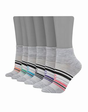 Women's Champion 6-pairs Socks Grey Stripes | KCSOB7234