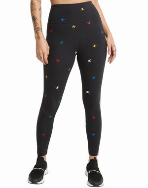 Women's Champion Authentic 7 8 Print 25" Leggings Black | OFTAZ7538