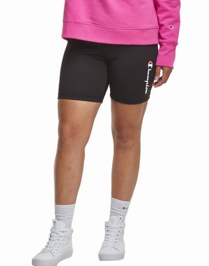 Women's Champion Authentic Bike Script Logo 7" Shorts Black | TCJBX9567