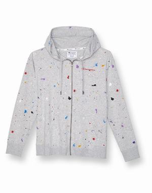 Women's Champion Campus French Terry Full-Zip All Over Print Jackets Grey | EJXFY2740