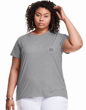 Women's Champion Classic EmbroideC Logo T Shirts Grey | IHZTP8372