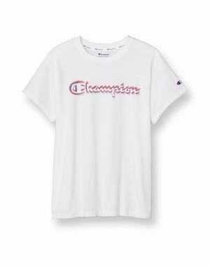 Women's Champion Classic Graphic Americana Shadow Script T Shirts White | INDXG6028