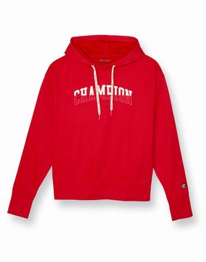 Women's Champion Game Day Graphic Block Logo Hoodie Red | VWJPD9042