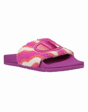 Women's Champion IPO Squish Waves Slides Fuchsia / Rose / White | QWBPJ1796