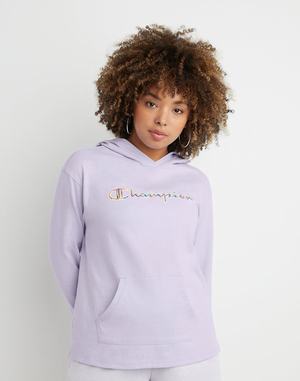 Women's Champion Middleweight Script Logo Hoodie Mint Green | RWLPF8964