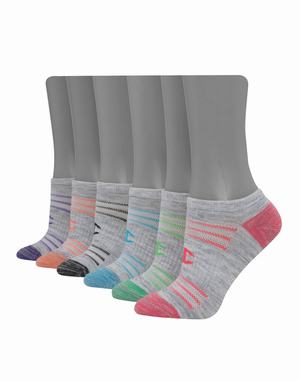 Women's Champion No-Show 6-pairs Socks Grey Stripes | BACIT2056