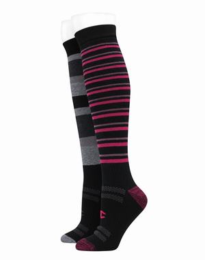 Women's Champion Outdoor Heavyweight Over-The -Knee Ski 2-Pairs Socks Dark Purple / Black | NTZYJ7319