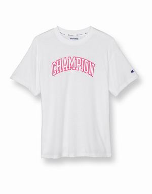 Women's Champion Powerblend Oversized Arch Logo T Shirts White | BMTSH2036