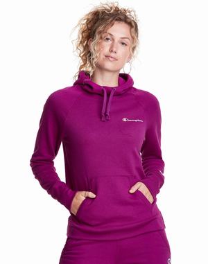 Women's Champion Powerblend Script Logo Hoodie Blue | SHNZO7125