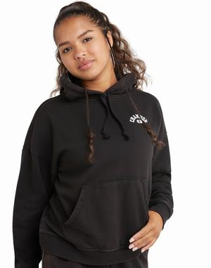 Women's Champion Powerblend Vintage Wash Hoodie Wash Black | DVZAS5417