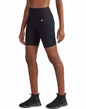 Women's Champion Ribbed Bike 7" Shorts Black | NUZSP6548