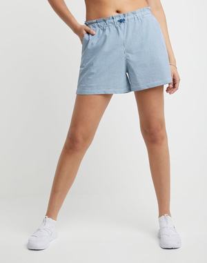 Women's Champion Seersucker 4" Shorts Turquoise / White | AKYGR6408