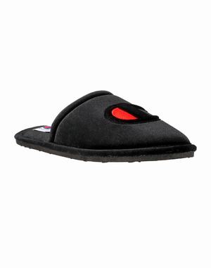 Women's Champion Sleepover Velvet Slippers Black / Deep Red | IFRSW8760