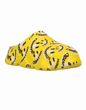 Women's Champion Super Meloso Smile Slides Yellow / White | AQJFY4012