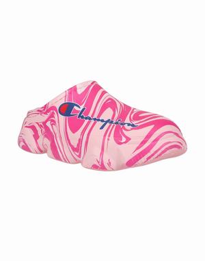 Women's Champion Super Meloso Swirl Slides Pink | MHOXD7234