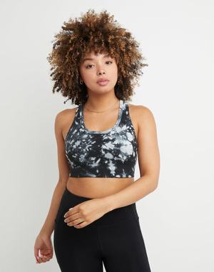 Women's Champion The Racerback Crush-Dye Bras Black | KNDXM9471