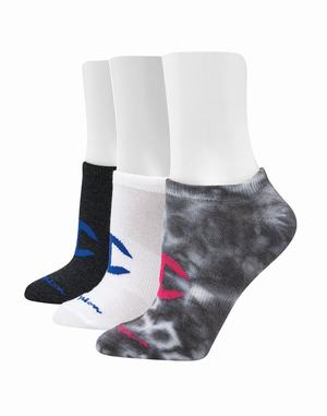 Women's Champion Tie Dye Super No-Show Socks Dark Grey | TCWJL6874