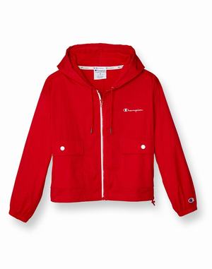 Women's Champion Utility Full Zip EmbroideScript Logo Jackets Red | SQIHJ9627